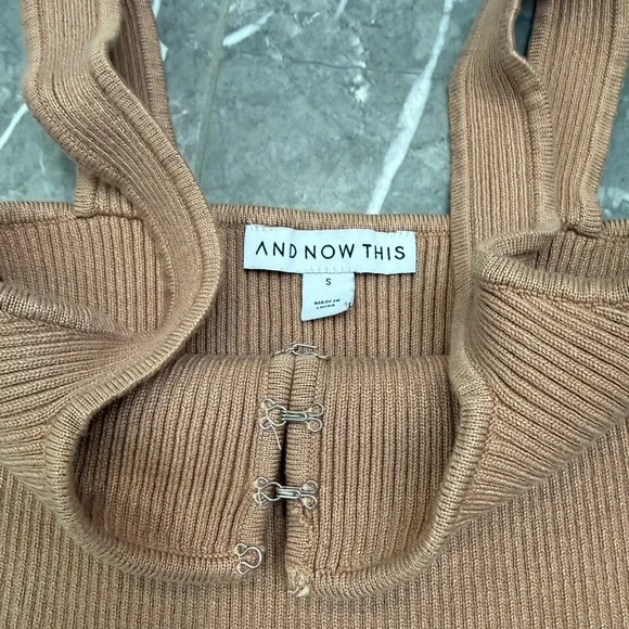 And Now This Tan Ribbed Square Neck Bodysuit Women’s Size S - Picture 4 of 6